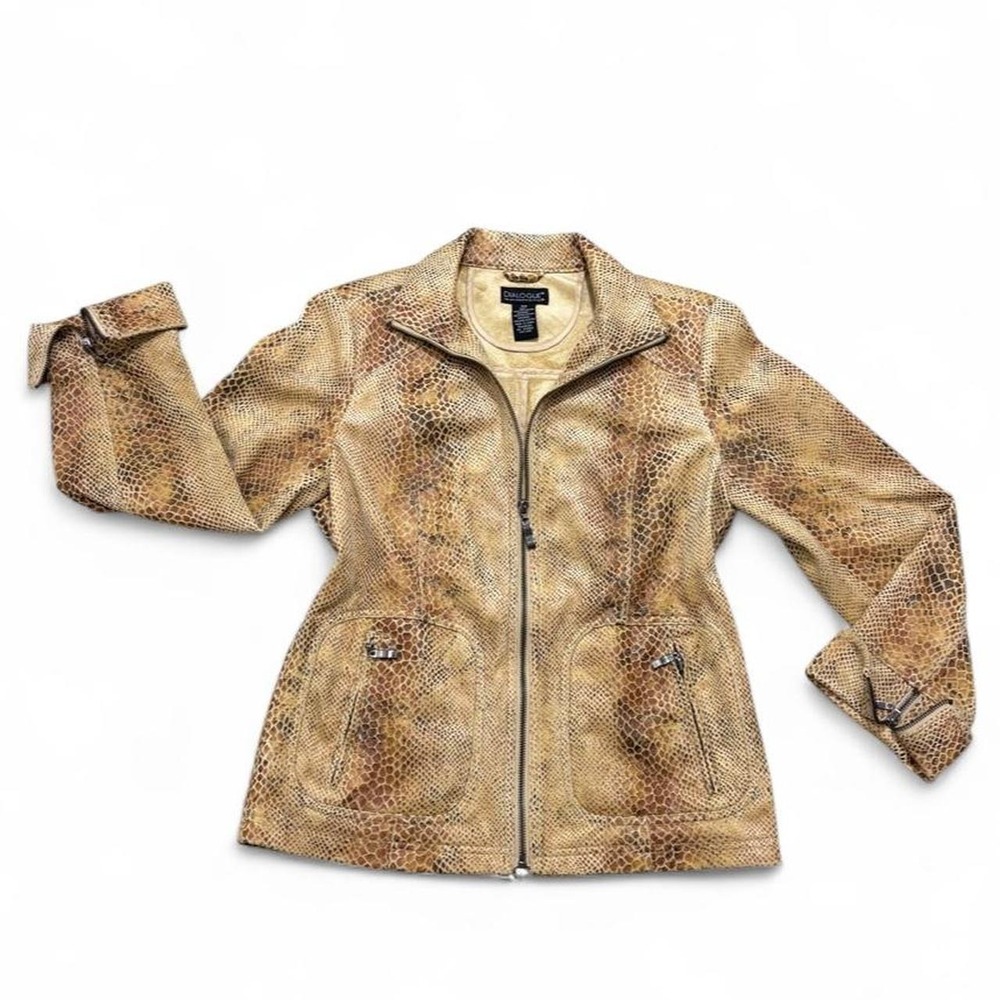Vintage Faux Snakeskin Moto Jacket Y2K Dialogue Indie Biker Sleaze Zip-Up XS